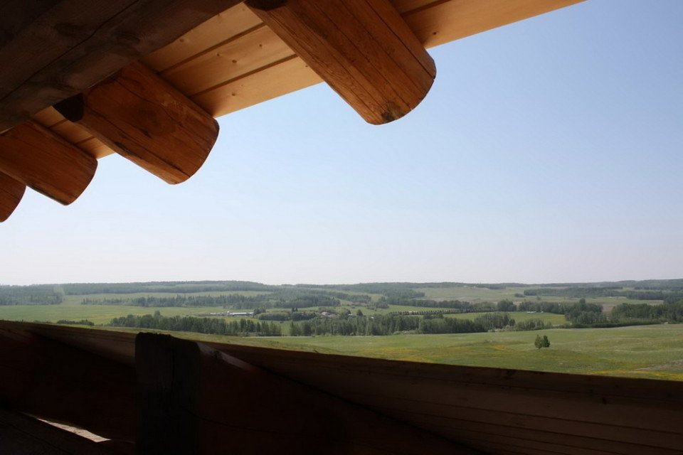 Prairie View From Log Barn